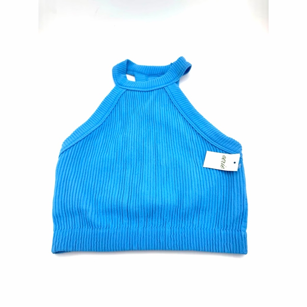 Aerie Sky Blue Ribbed Mock Neck Top
